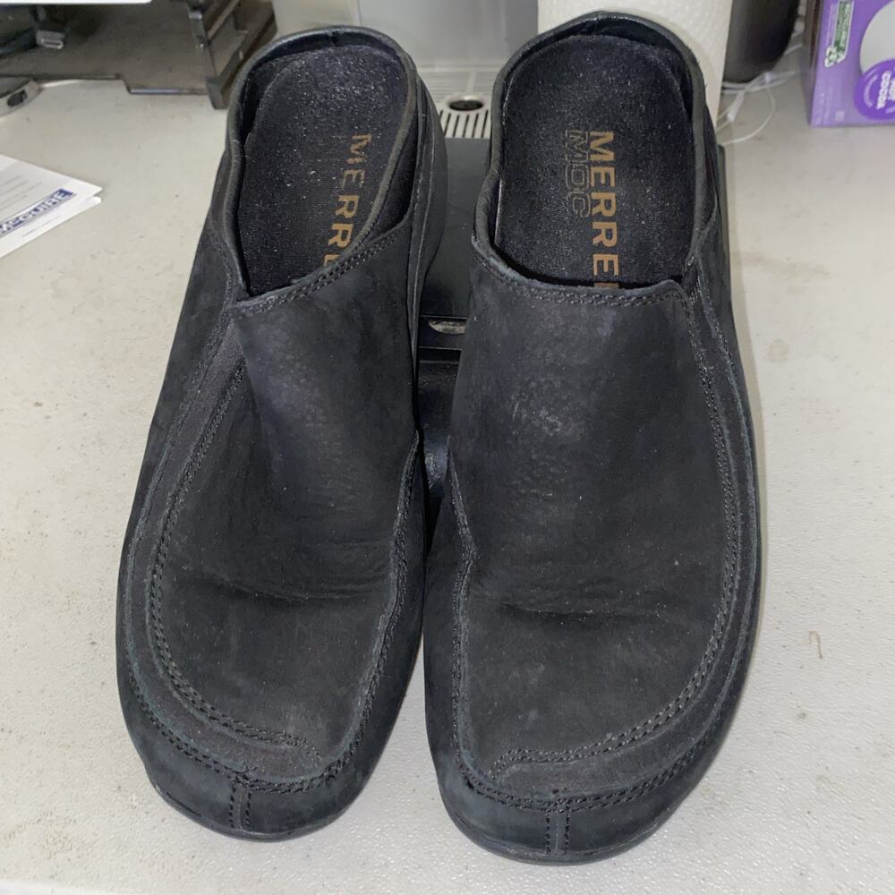 Merrell Womens Primo Scoop Midnight Mules Black Suede Slip On Shoes Size 10